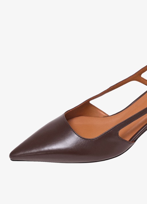 Maje Slingbacks van leer - detail 5 bruin