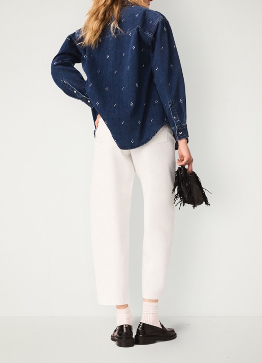 Maje Spijkerjas met strass en borstzak - achterkant donkerblauw