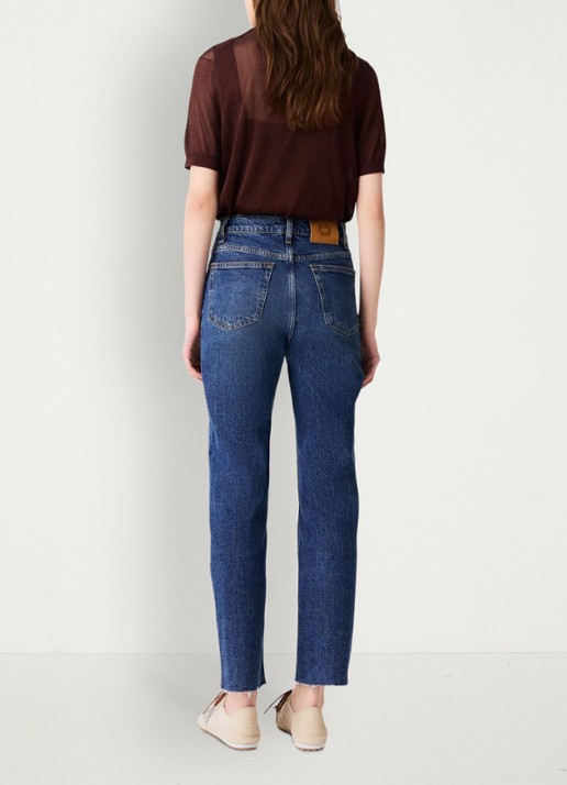 Maje Straight leg jeans met sierlijke broche - achterkant donkerblauw
