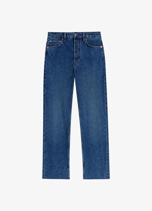 Maje Straight leg jeans met sierlijke broche - detail 6 donkerblauw