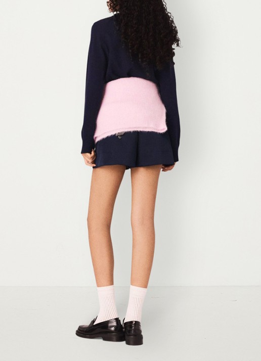 Maje Sweater in wolblend met print - achterkant 7 donkerblauw