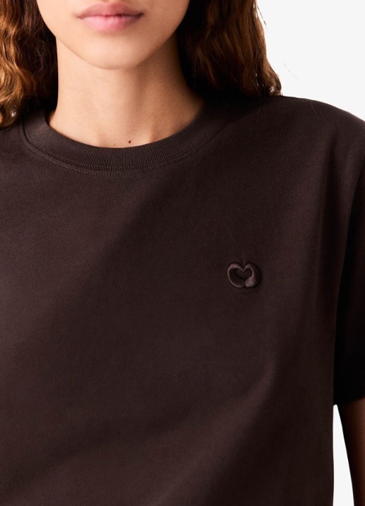 Maje T-shirt met borduring - detail 3 donkerbruin