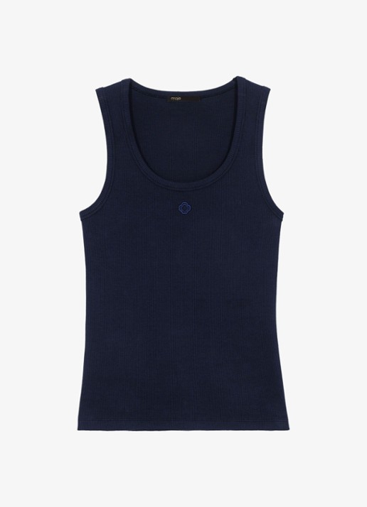 Maje Tanktops met borduring - voorkant 6 donkerblauw