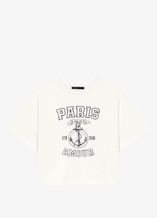 Maje Tink T-shirt met print - voorkant wit