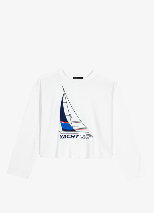Maje Tiyacht longsleeve met print - voorkant wit