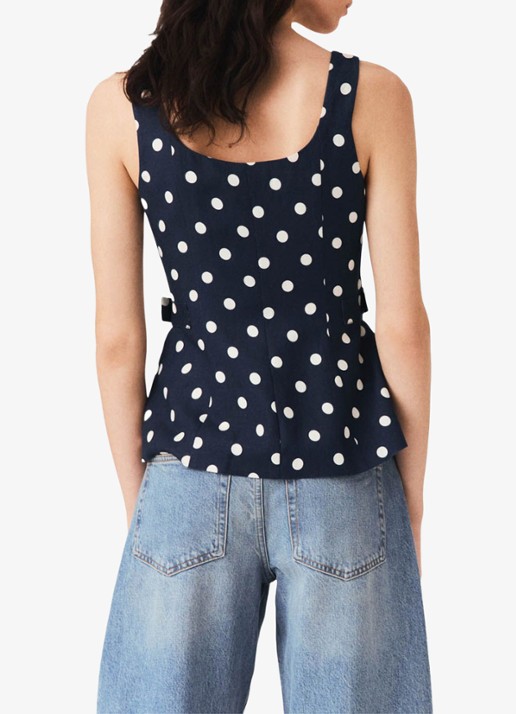 Maje Top in linnenblend met stippenprint - achterkant donkerblauw