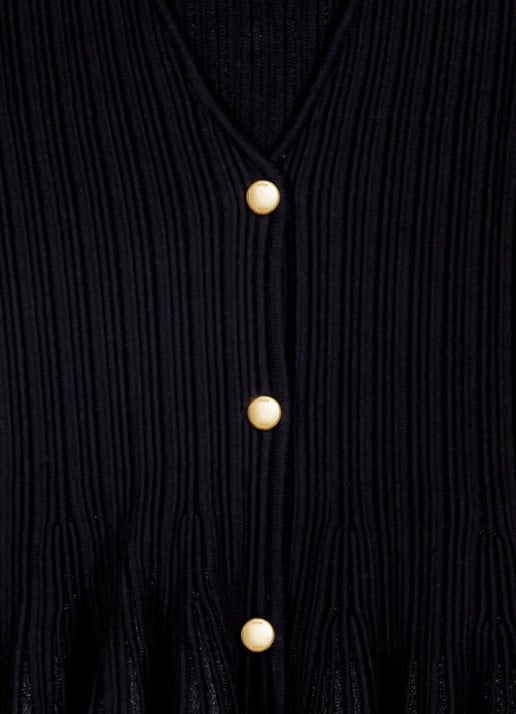 Maje Top met ribstructuur en V-hals - detail jeans