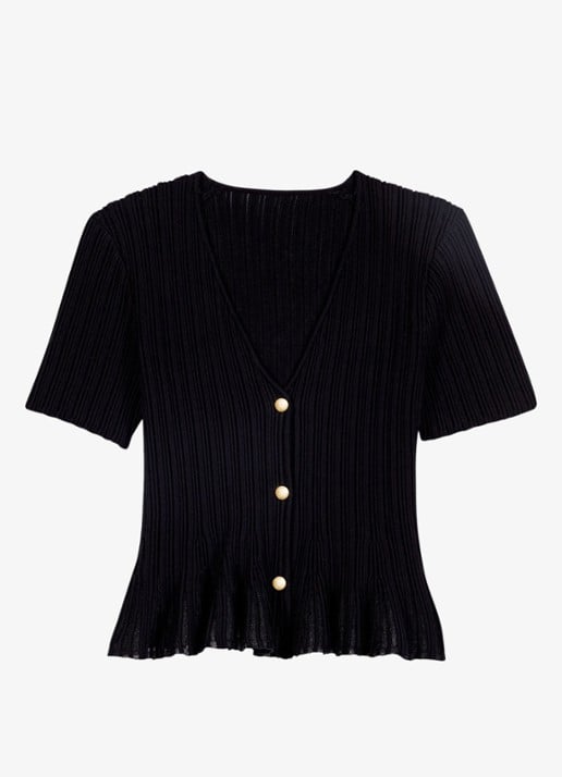 Maje Top met ribstructuur en V-hals