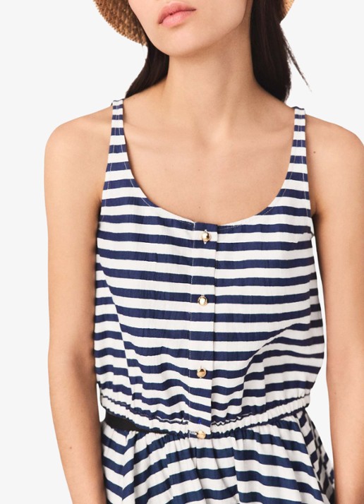 Maje Top met streepprint - detail 6 donkerblauw