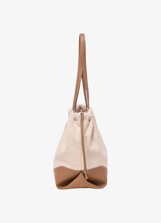 Maje Tote bag van canvas en leer - detail 5 moca / wit