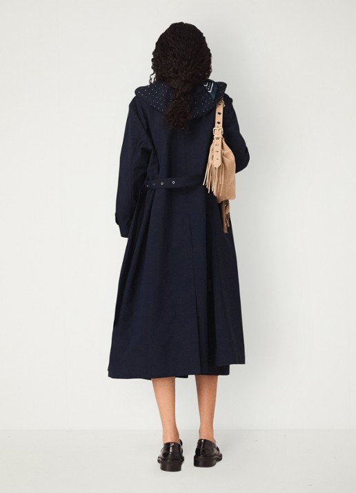 Maje Trenchcoat met ceintuur en afneembare capuchon - achterkant 6 donkerblauw
