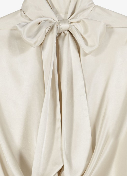 Maje Tuniek van satijn met sjaalkraag - detail 5 beige