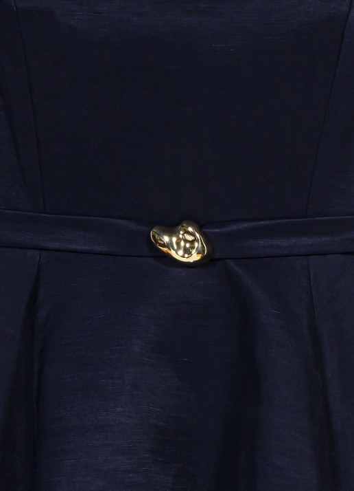 Maje Uitlopende jurk met bandjes - detail 8 donkerblauw