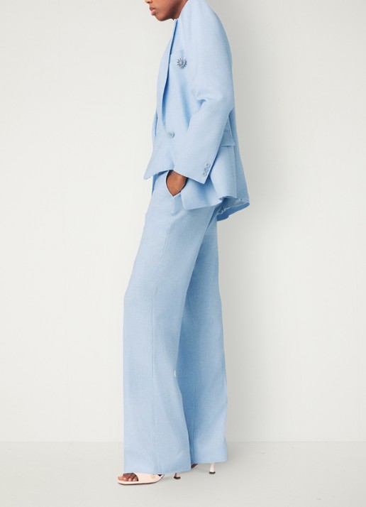 Maje Vigalue blazer met klepzakken - detail 5 lichtblauw