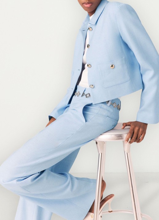 Maje Viguly cropped blazer met opgestikte zakken - detail 4 blauw