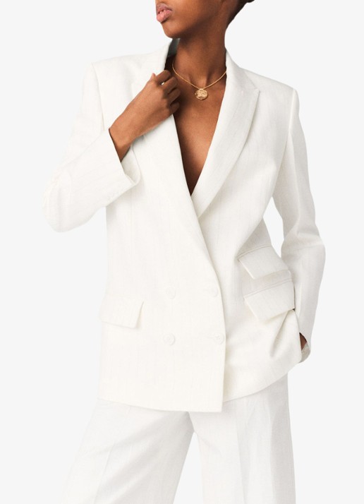 Maje Vimawhite blazer met krijtstreep  - detail 4 wit