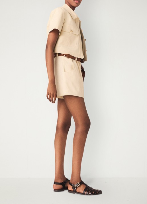 Maje Volgaro cropped blazer met klepzakken - detail 4 beige