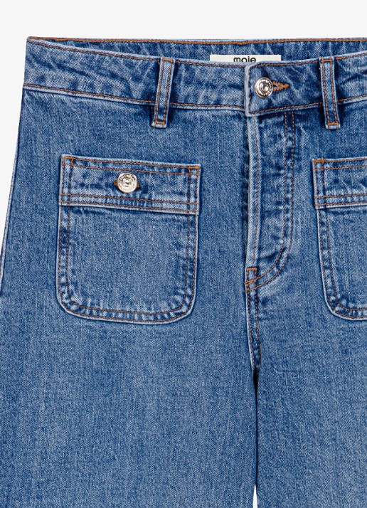 Maje Wide leg jeans met opgestikte zakken - detail 4 donkerblauw