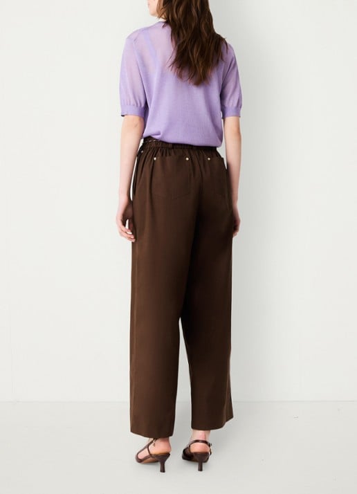 Maje Wide leg pantalon met gevlochten ceintuur - achterkant 3 brown / bruin