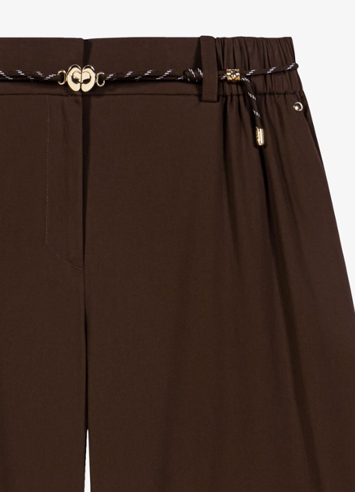 Maje Wide leg pantalon met gevlochten ceintuur - detail 2 brown / bruin