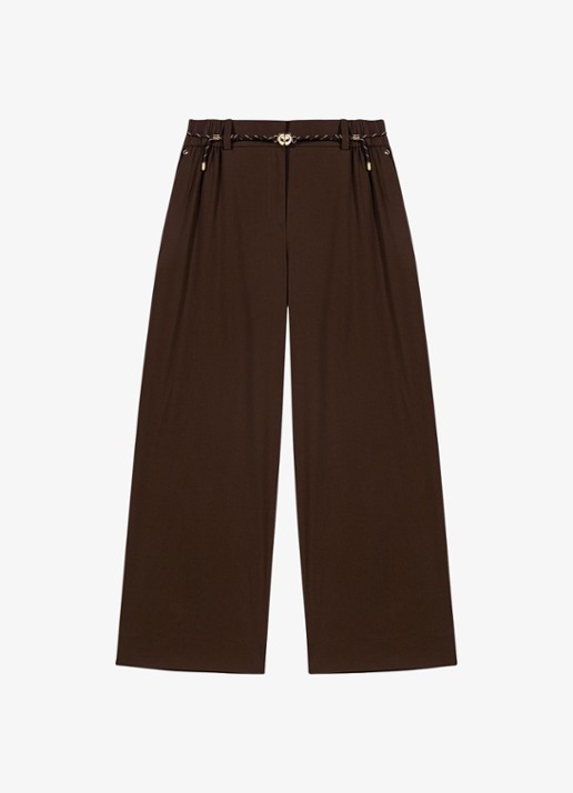 Maje Wide leg pantalon met gevlochten ceintuur
