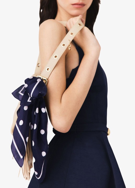 Maje Zijden bandana met stippen - detail navy