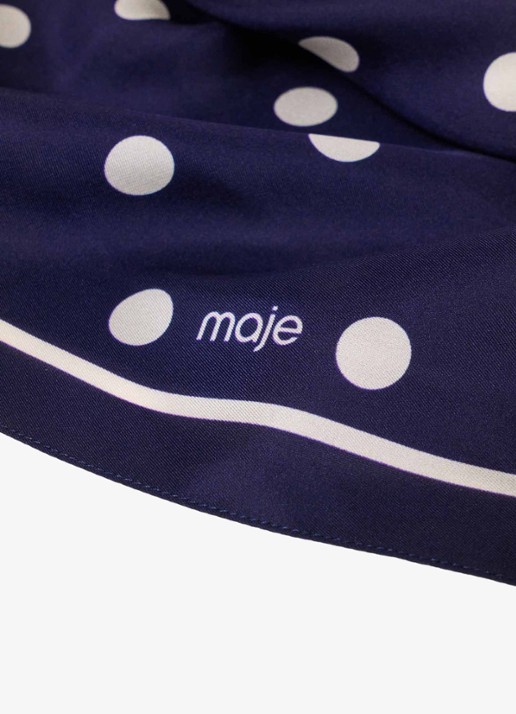 Maje Zijden bandana met stippen - detail 4 navy