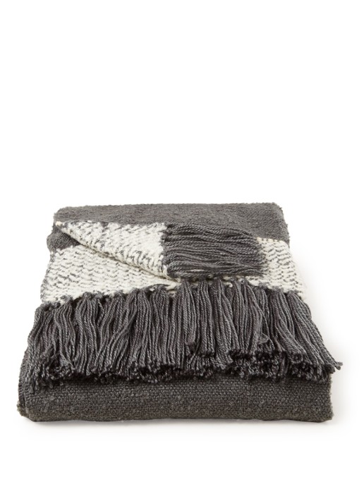 Malagoon Berber plaid in wolblend 150 x 125 cm  - voorkant 2 grijs