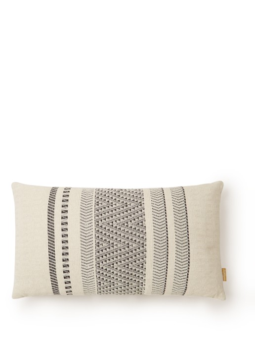Malagoon Native Stripe sierkussen 35 x 65 cm - voorkant wit