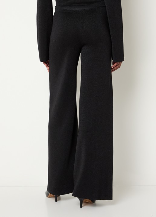 Malina Ammie high waist wide fit broek met lurex - achterkant 2 zwart