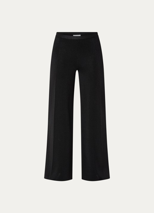 Malina Ammie high waist wide fit broek met lurex - voorkant 3 zwart