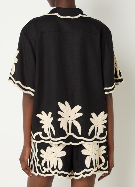 Malina Armida blouse met borduring - achterkant zwart