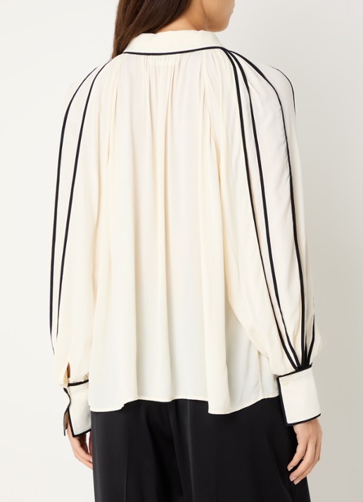Malina Bea blouse met plooidetail - achterkant 2 ivoor