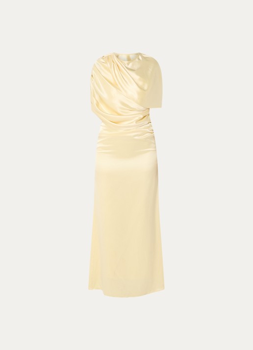 Malina Cassia maxi jurk van satijn met plooidetail