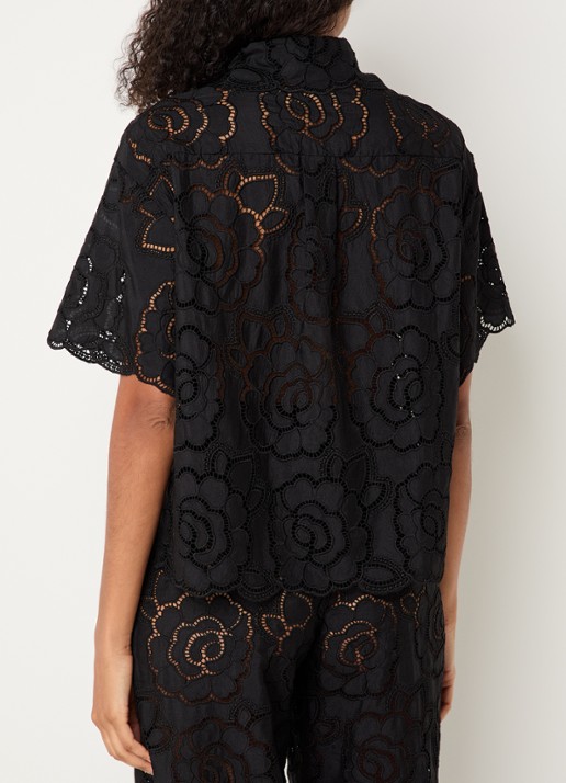 Malina Claudia blouse met broderie - achterkant zwart