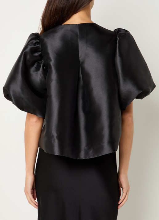 Malina Cleo blouse met pofmouw - achterkant zwart