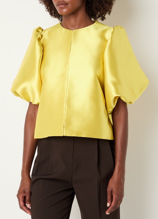 Malina Cleo blouse van satijn met pofmouw