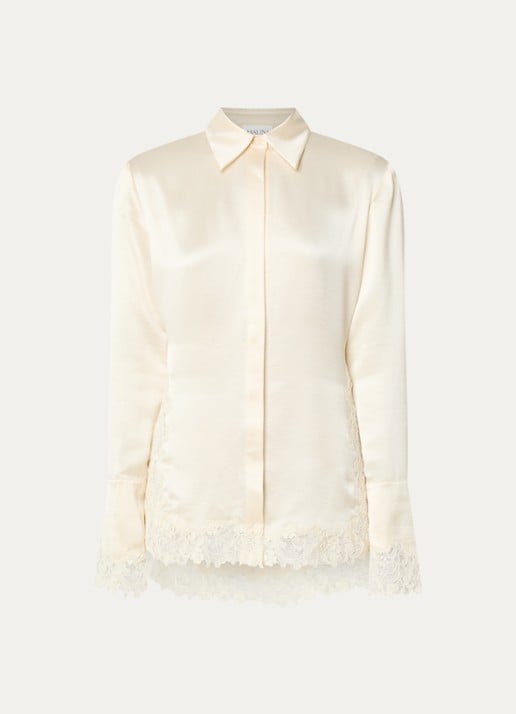 Malina Malou blouse van satijn met details van kant