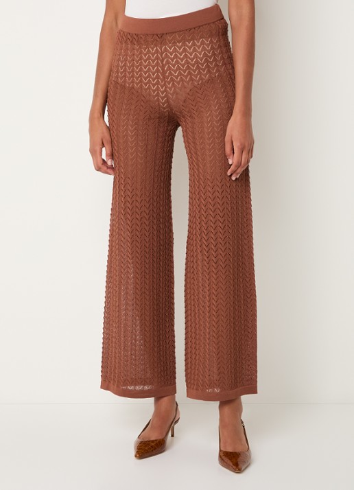 Malina Martina grofgebreide high waist wide fit broek