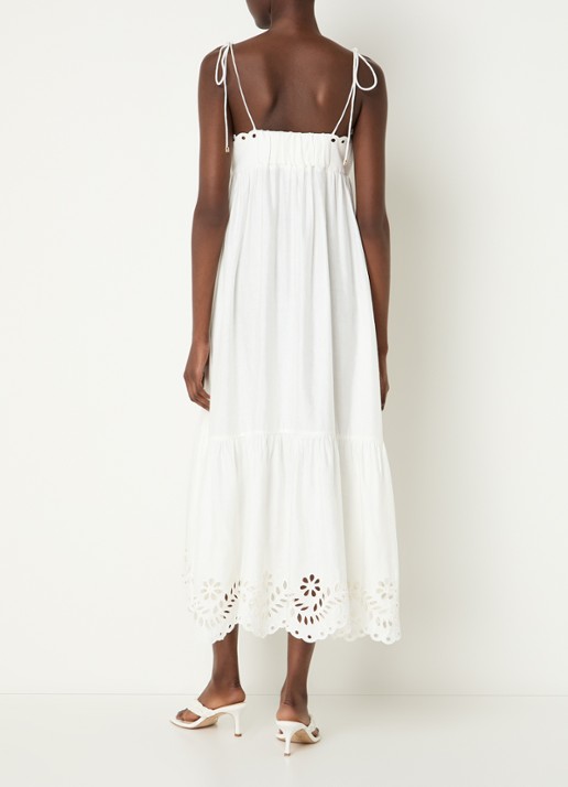 Malina Vilda midi jurk met broderie - achterkant 4 wit