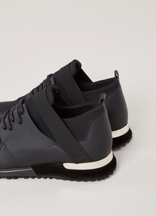Mallet Elast sneaker met details van leer en mesh - detail 3 zwart