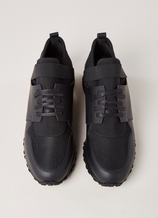Mallet Elast sneaker met details van leer en mesh - detail 4 zwart