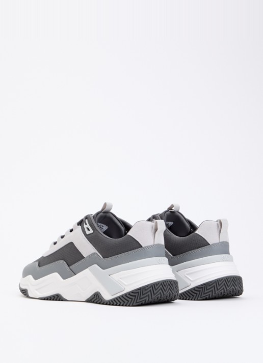 Mallet Odessy sneakers met leren details  - achterkant 4 antraciet