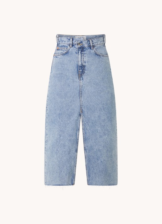 Mango Amalien midi spijkerrok met split - voorkant 3 indigo
