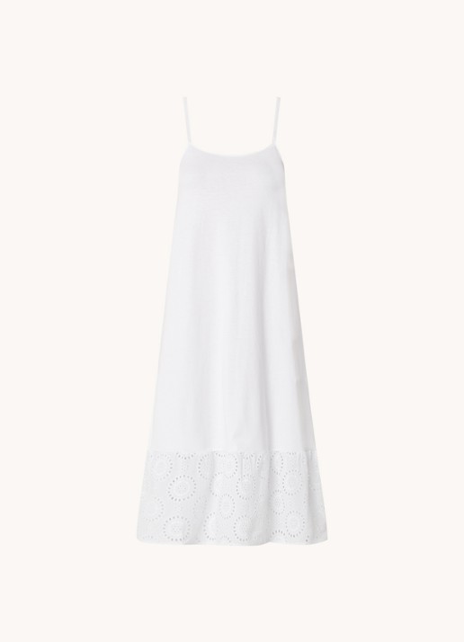 Mango Dina midi jurk met broderie  - voorkant 3 wit