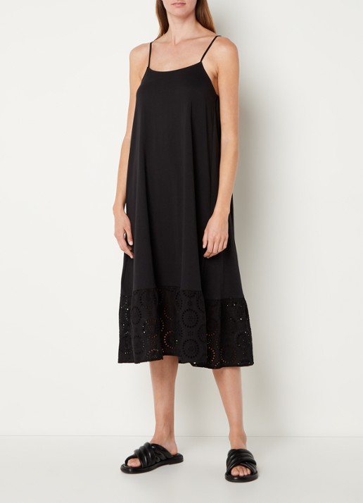 Mango Dina midi jurk met broderie  - detail 4 zwart