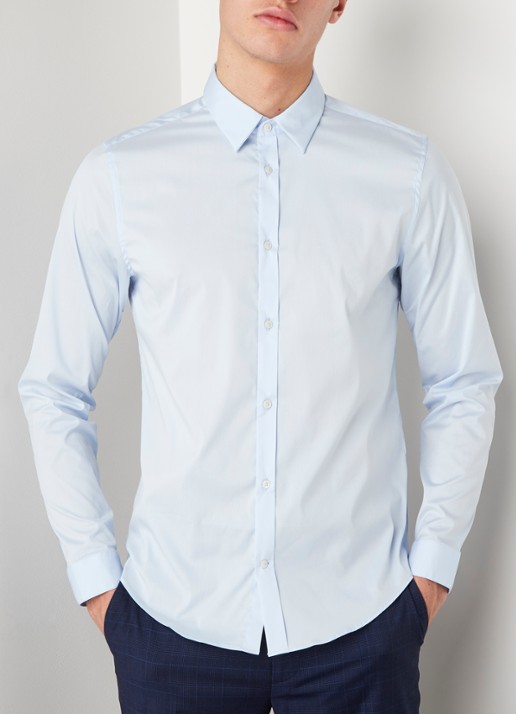 Mango Emotion super slim fit overhemd  - detail 2 lichtblauw