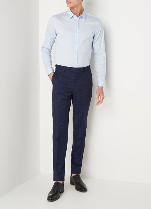 Mango Emotion super slim fit overhemd  - voorkant 4 lichtblauw