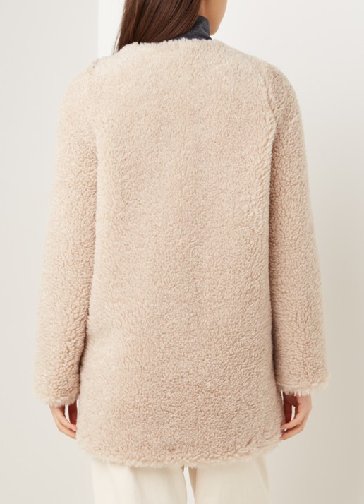 Mango Rihanna teddy jas met steekzakken - achterkant beige