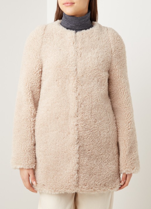 Mango Rihanna teddy jas met steekzakken - detail 2 beige